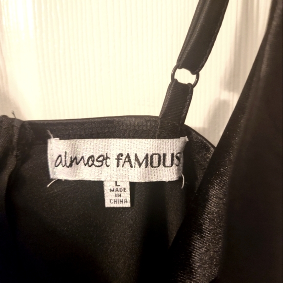 Black Satin Slip Dress - Picture 3 of 8